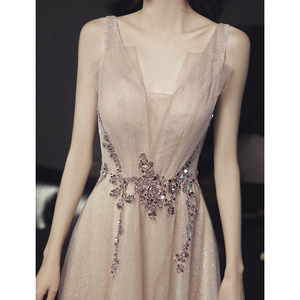 S3981L Nouvelle robe de soirée élégante à manches bouffantes, style reine, col en <span class=keywords><strong>V</strong></span>, entièrement recouverte de paillettes brillantes, entièrement recouverte de paillettes - Product Image 3