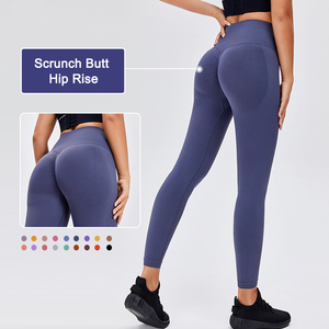 Leggings da Yoga personalizzati a vita alta da palestra senza cuciture anteriori Activewear collant da allenamento Scrunch Booty Hip Rise pantaloni da Yoga per le donne 5 pezzi - Product Image 3