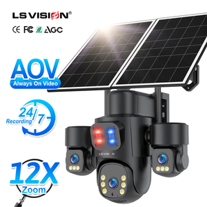 Ls tầm nhìn HD 6MP 12X Zoom ngoài trời ai ba ống kính ba màn hình aov IP 4G CCTV <span class=keywords><strong>Camera</strong></span> năng lượng mặt trời bảng điều khiển PTZ Mạng giám sát - Product Image 1