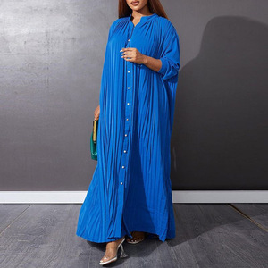 Vestido de Verano para Mujer Tallas Grandes, Estilo Europeo y Americano, Nuevo, Moderno, Holgado, Casual, Plisado, para Comercio Exterior - Product Image 3