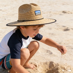 Cappello di Paglia Personalizzato con Logo, Cappelli Estivi Traforati per Bambini, Cappelli da Spiaggia Naturali Stampati - Product Image 1
