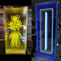 Nouvelle conception de panneau néon personnalisé à effet infini, décoration murale, miroir multicouche en acrylique, panneau néon magique 3D