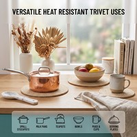 Sous-plat rond en coton naturel tressé, motif dentelle décoratif, résistant à la chaleur, pour cuisine et table de salle à manger style ferme