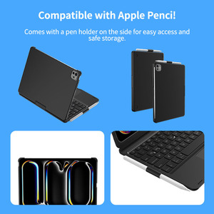 Teclado inalámbrico para iPad Pro 11 pulgadas Funda de segunda generación-Panel táctil giratorio de 360 ° y retroiluminación de 7 Colores y portalápices-Negro - Product Image 3