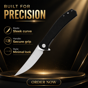 Coltello Pieghevole Tascabile con Lama in Acciaio D2 e Manico in Micarta di Lino per Campeggio, Picnic, Preparazione Frutta e Uso Quotidiano EDC - Product Image 1