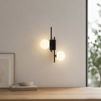 Applique Murale LED Moderne de Haute Qualité à 2 Têtes avec Abat-jour en Fer et Verre pour Hôtel, Décoration Murale, Chevet de Chambre