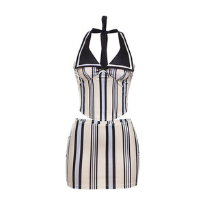 Nuovo arrivo estivo <span class=keywords><strong>da</strong></span> donna senza maniche Mini abito aderente con collo in due pezzi vestito Casual <span class=keywords><strong>da</strong></span> donna - Product Image 6