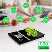 Balance de cuisine intelligente de haute précision 5 kg 1 g, best-seller, avec calculateur nutritionnel et grand écran LCD, en verre