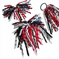 Pinces à cheveux torsadées Korker, attaches pour queue de cheval ludiques, pour fêtes, haute qualité, rouge, blanc et noir avec bande élastique, emballage carton