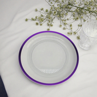 Table de dîner de mariage moderne européen Chargeur d'assiettes à fruits Cercle violet en cristal transparent pour plats de service Assiettes
