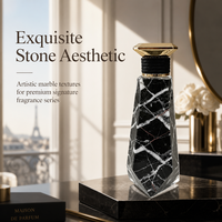 Flacon de parfum en verre mat personnalisé de 100 ml, flacon de parfum de luxe en marbre noir, emballage cosmétique haut de gamme en gros, couleur personnalisée