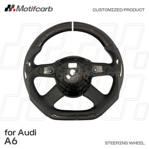 Volante de fibra de carbono personalizado para Audi B7 B8 C6 A3 A4 A5 A6 A7 A8 A8L Sedan 2004-2011, mejora del interior del coche - Product Image 2