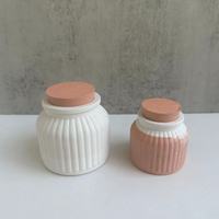 Moules de pot de bougie en béton de silicone pour bougeoir avec couvercles, moule de pot de bougie pour la fabrication de bougie, moule de ciment de récipients de bougie