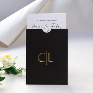 Sobre De bolsillo para tarjeta De invitación De boda en blanco y negro popular con iniciales acrílicas láser Carte De Mariage - Product Image 3