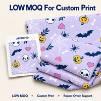 Tissu en coton slub doux imprimé numériquement sur mesure, motif citrouille et araignée d'Halloween, 65 g/m², pour costumes, artisanat et vêtements pour enfants