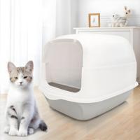 Toilette pour animaux de compagnie entièrement fermée surdimensionnée, détachable, anti-éclaboussures, bac à litière fermé pour chat avec pelle