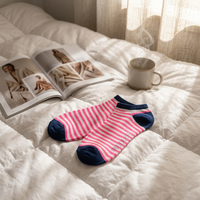Baskets basses en coton pour femmes, chaussettes de cheville athlétiques fines avec rayures