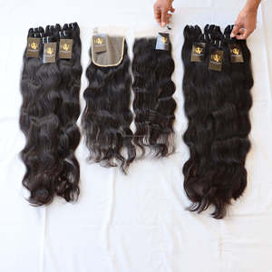 Mechones de cabello humano rizado brasileño con cierre de encaje, extensiones de cabello indio sin procesar con diseño de etiquetas personalizadas, venta al por mayor, 100% - Product Image 2
