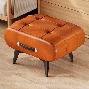 <strong>Stool</strong> New Sale Dining Square Modern Indoor Home Luxury Foot Step Living Room Furniture Metal Chairs Ottoman Gold <strong>Leather</strong> <strong>Stools</strong> - Product Image 2