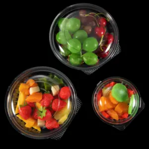 Disposable PET Food Storage Containers With Lids 12oz 24oz 32oz Salad Fruit Freezer Deli Round Clear Takeout Container