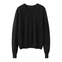 Cardigan en cachemire 100% pour femme, col rond, couleur unie, fin, à manches longues