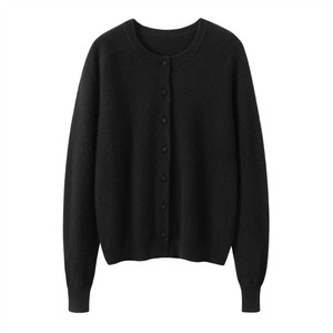 100% Cashmere Knitted <strong>Cardigan</strong> <strong>Women's</strong> Round Neck Solid Color Thin <strong>Long</strong> Sleeved Sweater - Product Image 4