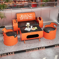 Ensemble de meubles de bar vintage industriels en baril d'huile, table de bar avec canapé de bar pour pub, café, KTV, barbecue, salle de sport, vente en gros d'usine OEM ODM