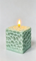 Bougie LED sans flamme texturée en forme de cube, effet de flamme vacillante, bougie électronique décorative