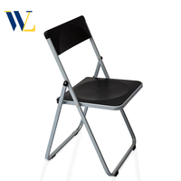 Chaise d'école moderne noire, chaise de classe pliable, robuste et fiable, cadre en plastique et en métal, personnalisation en gros
