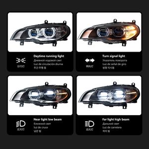Faro Delantero para Automóviles BMW X5 E70 2007-2013, Conjunto de Faros LED, Actualización con Ojos de <span class=keywords><strong>Ángel</strong></span>, Lente de Proyector DRL - Product Image 3