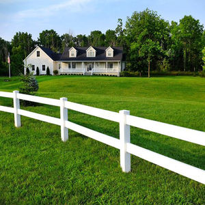 سياج أبيض بسكة حديدية من الفينيل لحماية ما بعد السكة ، تركيب سريع ومتين للمزرعة ، Paddock Ranch PVC - Product Image 1