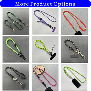 ポリエステル製パラコード織り込み格子柄耐久性のある車のキーホルダーリングIDカード紛失防止ストラップ、携帯電話用金属フック付き - Product Image 6