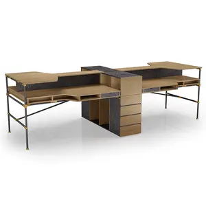 Desk Workstation WESOME 4 Person Metal Legs Office Furniture Standing Desk Wooden Office Workstations Commercial Furniture