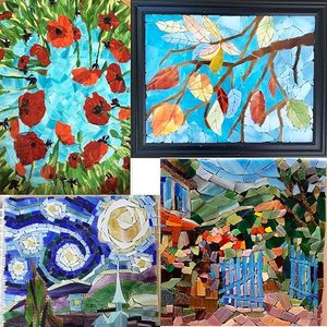 Hojas de vidrieras Azulejos de mosaico iridiscentes para manualidades Kit de vidrio de arte Suministros de vidrieras 15*20cm - Product Image 6