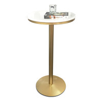 Table haute de bar en marbre nordique, style luxe léger, avec structure en fer forgé démontable, ensemble table et chaises de bar, tabourets de bar pour salon de thé