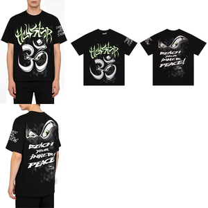 T-shirt noir à manches courtes pour homme, coupe oversize, 100% coton jersey, col rond, écologique et respirant, style streetwear. - Product Image 1