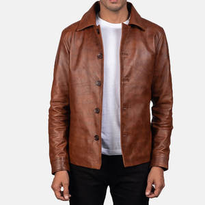 เสื้อแจ็กเก็ตหนังกันลมสำหรับผู้ชาย,เสื้อมอเตอร์ไซค์ติดกระดุมสีน้ำตาลสำหรับฤดูหนาวปี2022 - Product Image 2