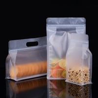 Sachets en plastique transparents avec fermeture éclair, fond carré, avec poignée, pour emballage de riz, aliments, collations, 1 lb, 2 lb, 5 lb