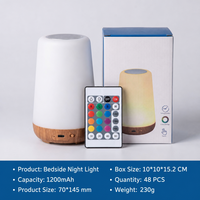 Luz Nocturna RGB con Control Remoto y Diseño de Madera, Táctil, para Dormitorio, Luz Ambiental, Protectora de la Vista, Compañera de Sueño