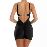 Combinaisons de sport personnalisées avec logo pour femmes, ensembles de yoga courts froncés, justaucorps sexy push-up, combinaisons de sport élastiques et respirantes pour l'entraînement et le fitness