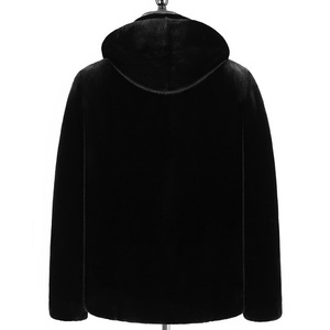 <span class=keywords><strong>Cappotto</strong></span> di pelliccia di <span class=keywords><strong>visone</strong></span> da <span class=keywords><strong>uomo</strong></span> con cappuccio invernale a maniche lunghe in tinta unita alla moda con cerniera - Product Image 2