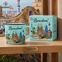 Tasse à café en céramique souvenir de Barcelone, Espagne, avec impression de dessin animé mignon, motif de monument du parc, design en grès, personnalisable OEM ODM, vente en gros