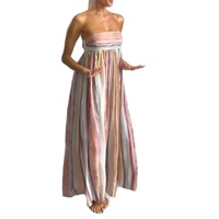 Robe longue décontractée et élégante pour femme, en mousseline unie, ample et fluide, écologique, respirante, pour l'été et la plage, 1 pièce, MOQ rapide