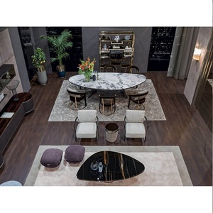 Elegante Set da Pranzo per 10 Persone con Robusto Piano in Marmo Artificiale e Dimensioni Regolabili - Product Image 6