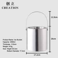 Seau à glace en acier inoxydable avec doubles poignées, seau à vin pour bar, fête, champagne, bière, refroidissement