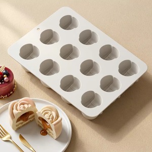 12 Cavity Rose Shape <b>Silicone</b> Mold Food Grade French Mousse Chocolate Handmade Soap DIY Home <b>Baking</b> Mould - Product Image 2