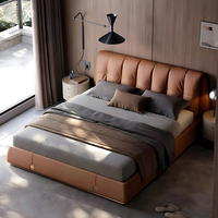 Luxuriöses Modernes Queensize-Bett mit Stauraum Komfortabler Holzrahmen für Apartment-Schlafzimmermöbel