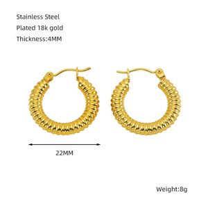 Pendientes Colgantes Geométricos <span class=keywords><strong>C</strong></span> de Acero Inoxidable Chapado en Oro de 18k, Estilo Francés, Joyerí<span class=keywords><strong>a</strong></span> de <span class=keywords><strong>Moda</strong></span>, Pendientes de Aro para Mujer - Product Image 6