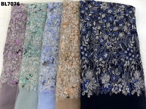 Hot Bán Chất Lượng Cao Thanh Lịch Lưới Handmade Đính Cườm Pháp Ren Với Sequins Vải Cho Đám Cưới Cho Đảng - Product Image 5