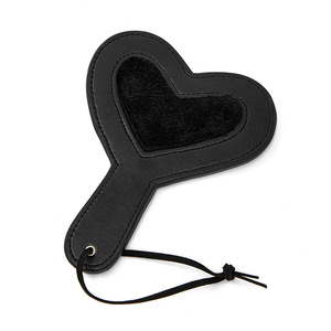 Heart Shaped Plush Leather Hand Slap <b>Black</b> Pink For Adults Valentine'S Day Toy With <b>String</b> Handle - Product Image 3